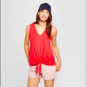Red tie tank top